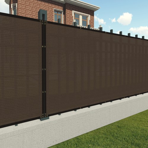 7ft Brown Fence Privacy Screen Windscreen Mesh Fencing Cover Garden Yard Deck - Afbeelding 7 van 8
