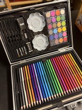 Classic Art Studio Artists Kit with Case And Colored Pencils Crayons Watercolors