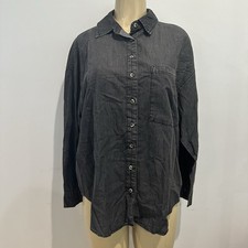 Stradivarius Faded Black Denim Shirt Sz L Lig...