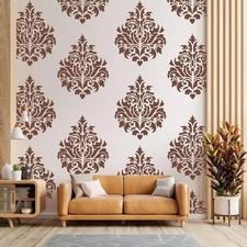 Damask Wall Stencil 16x24 Inch Reusable Painting Template for Home Office Decor