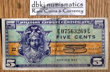 US MPC - Military Payment Certificate - 5 Cents - Series 521 - Very Fine - Ink