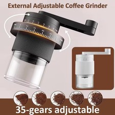 35-Gear Manual Burr Coffee Grinder Adjustable Hand Black or White NEW
