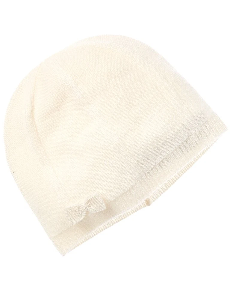 Amicale Cashmere Bow Cashmere Beanie Women's White
