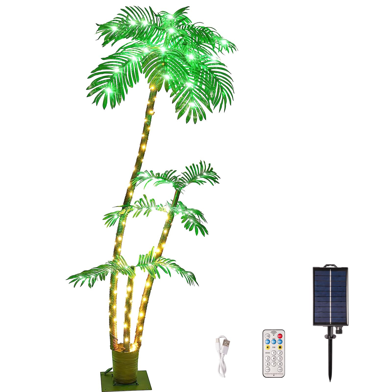 7FT Outdoor Palm Tree for Patio, Christmas Decor, Waterproof Wind-Resistant Artificial Plant