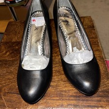 New Chix Womens Black Faux Leather Court Shoes In Size 7