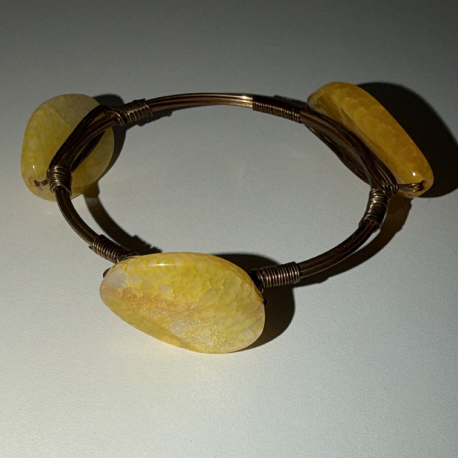 2 Handcrafted Wire Wrapped Agate Bangle Bracelet … - image 3