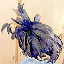 VINTAGE JACK McCONNELL CREAM HAT, BLACK FEATHERS, WEDDING, CHURCH, DERBY