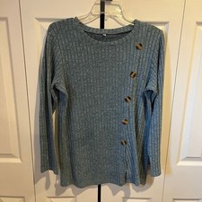 Ribbed Knit Sweater Blue Medium