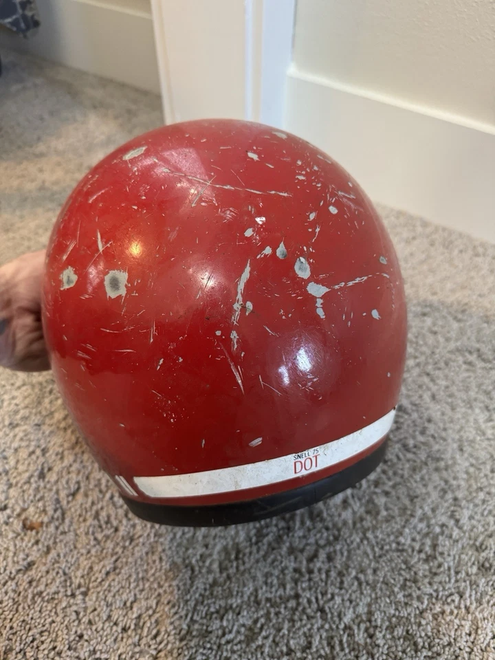 Casco de motocicleta Bell Magnum III 3 1980 vintage Snell 1975 talla 7-1/2 rojo Foto 4 de 4