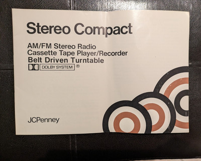 Vintage JCPenney Stereo Compact Model 683-1300 Owner's Manual Instruction Book 