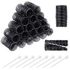 20 Pcs Brush Hair Rollers with Picks for Women, 2.5 x 1.4 in, Black