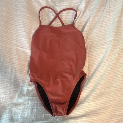 JOLYN Red Solid One Piece Swimsuit Lined Criss Cross Back Size 28
