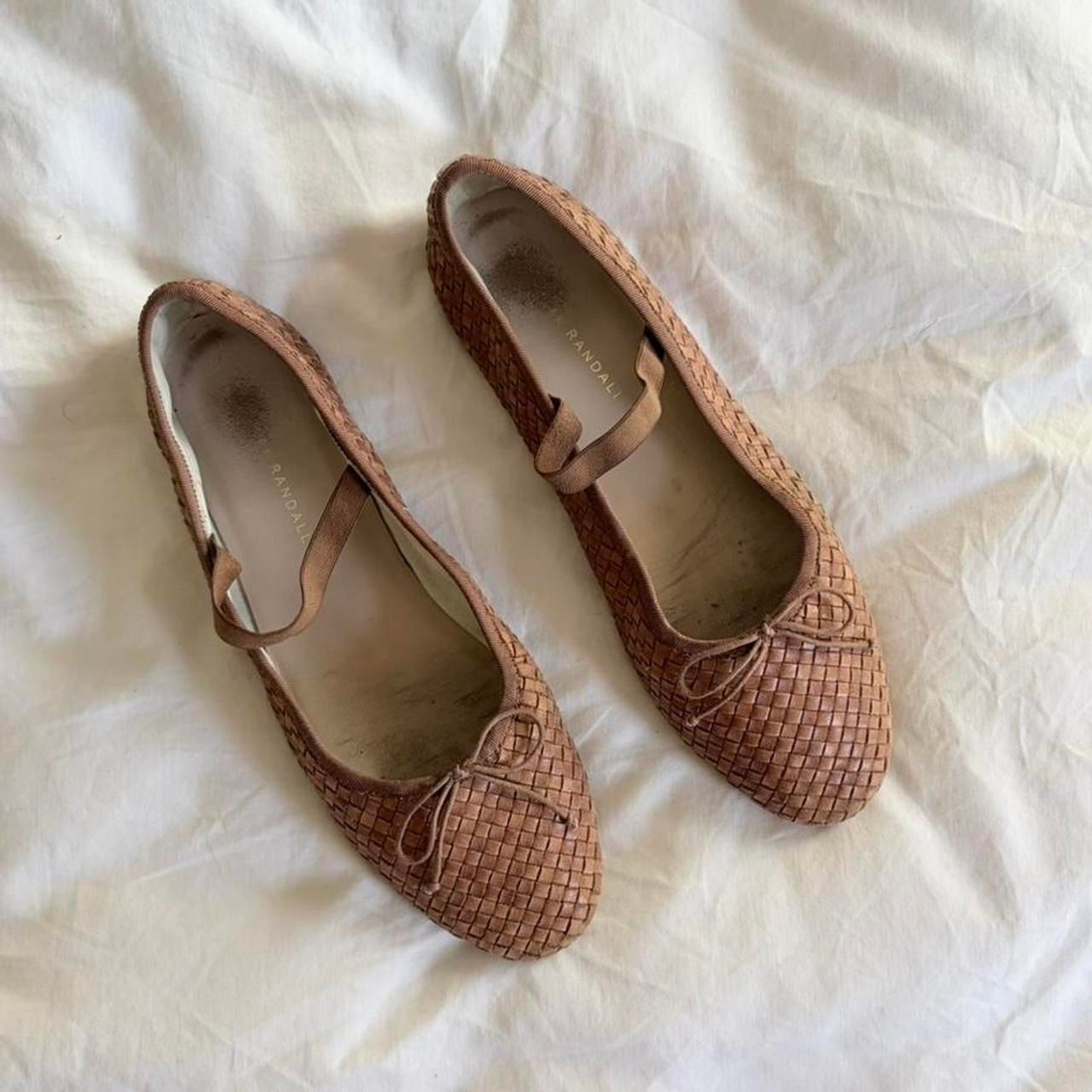 Loeffler Randall Leonie Honey Woven Ballet Flat 9.5 Brown Leather Classic Casual