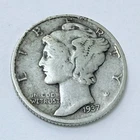 1937 D LIBERTY MERCURY 90% SILVER DIME CIRCULATED COIN #5332