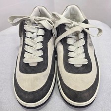 Authentic Chanel Suede Low Top Sneakers Grey White CC Logo Luxury Trainers EU 39