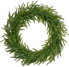 24" Real Touch Norfolk Pine Wreath for Front Door Large Artificial Winter Pine P