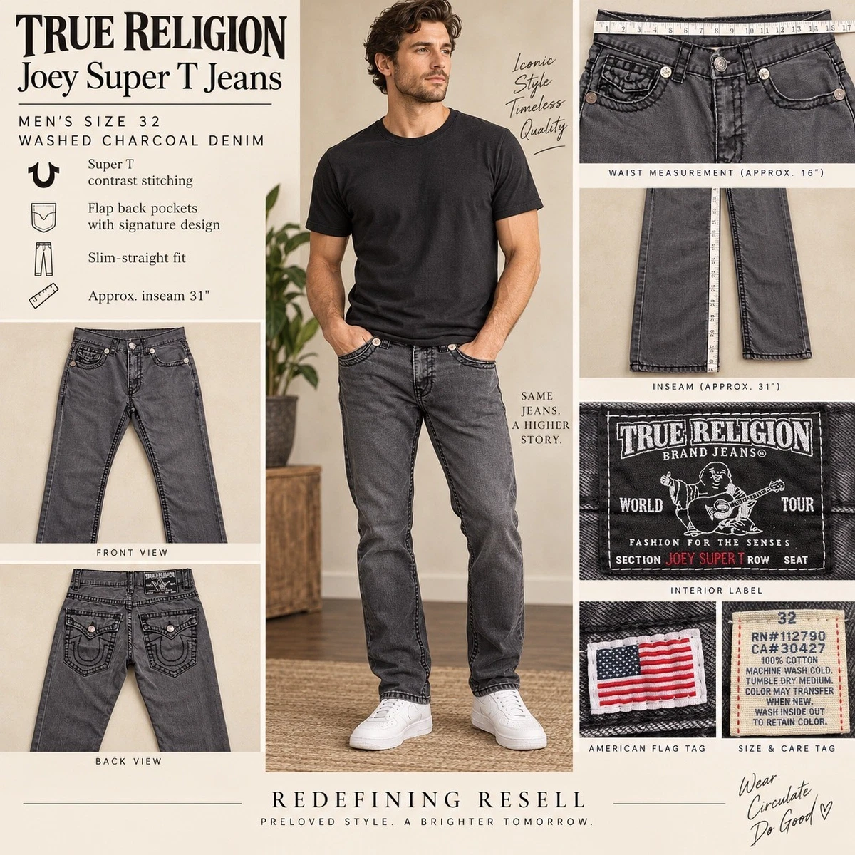 25+ True Religion Joey Super T Jeans for Men for sale | Updated 