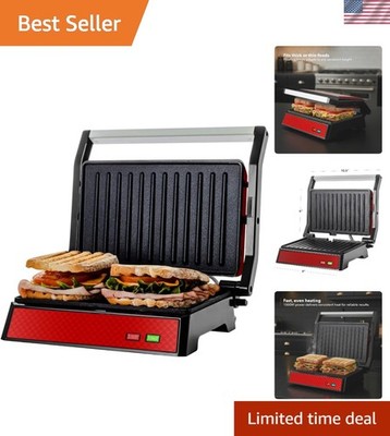 Versatile 1000W Indoor Grill & Sandwich Maker - Easy Clean & Compact Design
