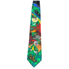 Vintage 1994 Looney Tunes Mania Bugs Bunny Taz Daffy Duck Leprechaun Neck Tie