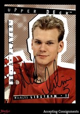 1994-95 Be A Player Autographs #162 Nicklas Lidstrom ON CARD AUTO HOF