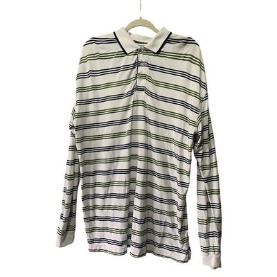 Coolibar Mens LarLong Sleeve Striped Polo Shirt UPF 50+ Sun Protection White e