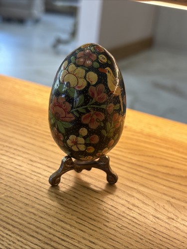 Vintage hand-painted decorative 2 eggs ( 1 stand ) - Picture 2 of 5