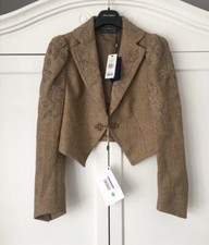 Ralph Lauren ‘abilena’ Brown Embroidered Peplum Blazer Jacket