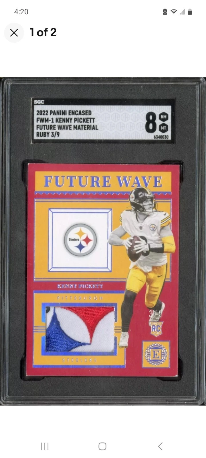 Kenny Pickett Panini Encased Future Wave Materials #FWM1 Base
