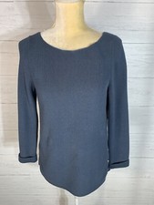 Ann Taylor Blue Sweater Slits with Buttons Woman s Size Small.