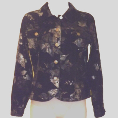 Bamboo Traders, schwarze geprägte Jacke, Gr. Petite S