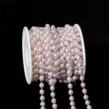 5-Yard 6mm Faux Pearl Brass Chain for Sewing Crafts DIY Wedding Decor