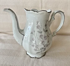 VTG  Mitterteich  Fragrance Coffee Pot Tea Bavaria Germany White Pink Silver Rim