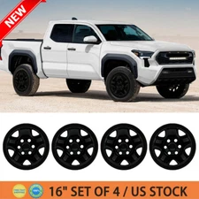 4 BLACK For 2005-2023 Toyota Tacoma SR 16" Wheel Skins Hub Caps Steel Rim Covers
