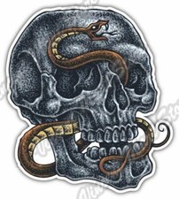 Human Skull Crossbones Snake Car Bumper Vinyl Sticker Decal 4.1"X5"
