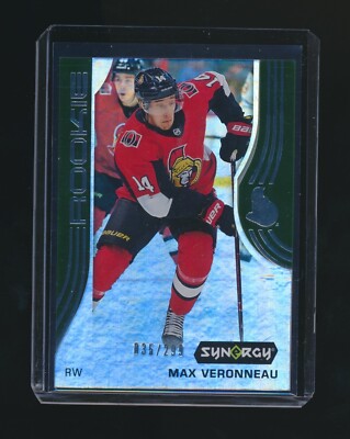 MAX VERONNEAU 2019-20 UPPER DECK SYNERGY GREEN RC PARALLEL 035/299