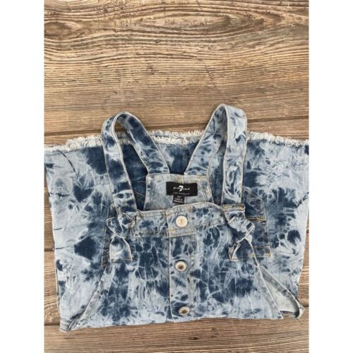 7 for all Mankind Toddler Girls Blue Acid Wash Denim Jean Overall Dress Sz 4T - Picture 1 of 8