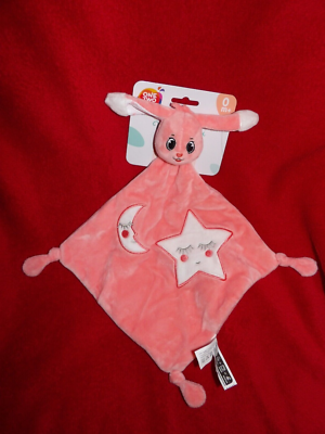 Doudou Plat Auchan Lapin Rose Lune Etoile Blanche One Two Fun Baby Neuf