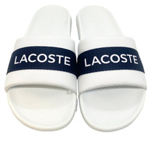 Lacoste Mens Croco Textile Logo Slides - White / Navy - 7-41CMA0007042 