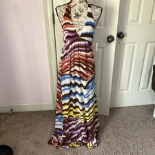 21 Twenty One Maxi Dress Womens Size Med Empire Waist Boho Y2K Sleeveless Halter