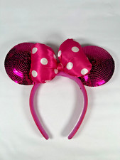 Disney Parks Minnie Mouse Headband Hot Pink Polka Dot Bow Sequin Ears