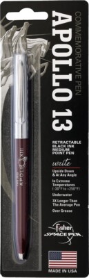 Fisher Space Pen Apollo 13 Engraving Burgundy Barrel Chrome Cap PR4 Black Ink