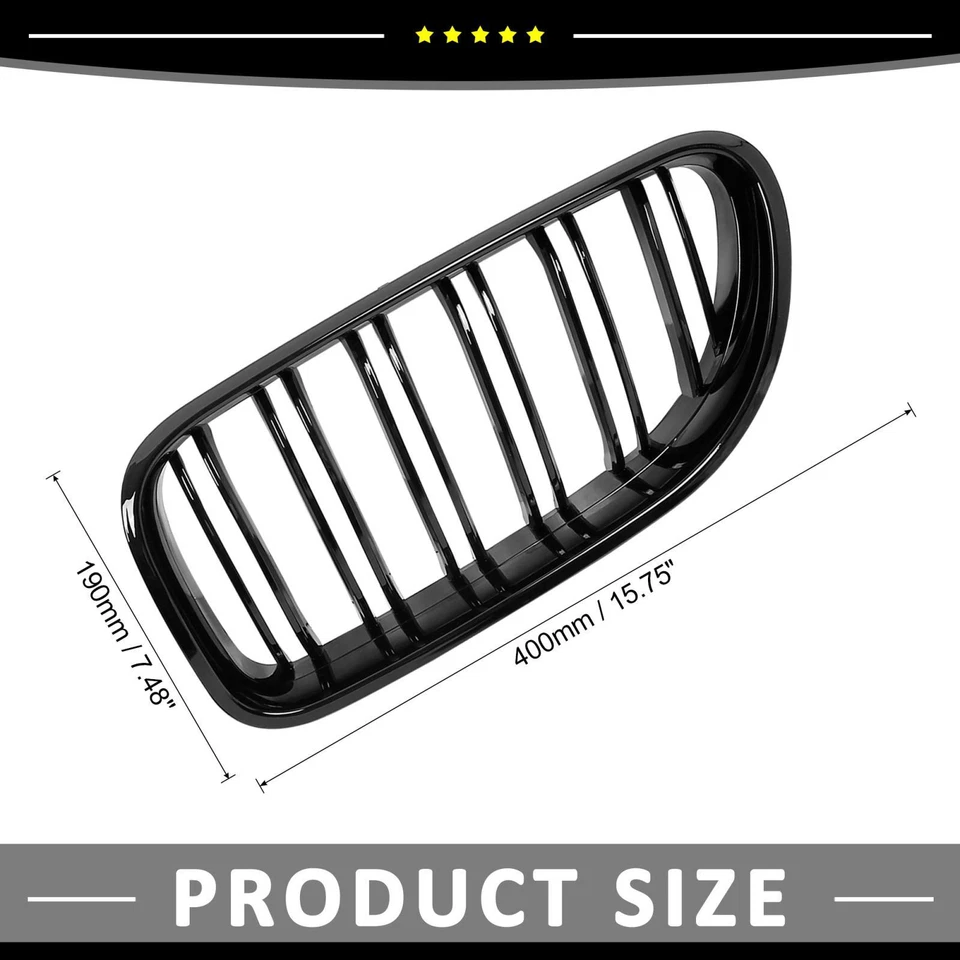 Подходит для BMW 640i 2012-18 глянцевая черная решетка капота почки двойная линия передняя 2/лот - Изображение 3 из 4