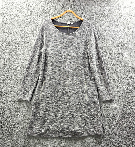 Gap Womens Shift Dress Size L Grey Stretch Knit Long Sleeve Round Neck
