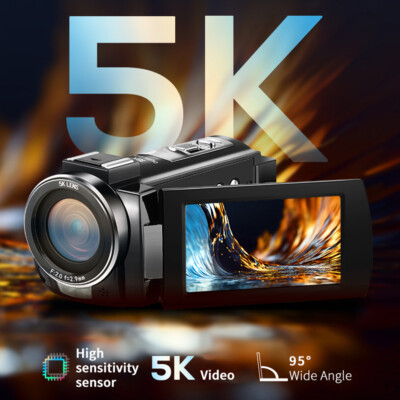 5K Digital Video Camera WiFi Camcorder with Camera Holder Lens