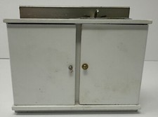Vintage Dollhouse Miniature White Wood Kitchen or Bathroom Sink Silver Hardware