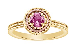 Authentic 14k Yellow Gold Plated Sterling Silver tourmaline Textured Stack Ring
