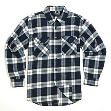 YAGO Men's Casual Plaid Flannel Long Sleeve Shirt YG2508-2F Navy/White S-5XL