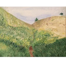 Green Hill with Path Landscape Acrylic painting