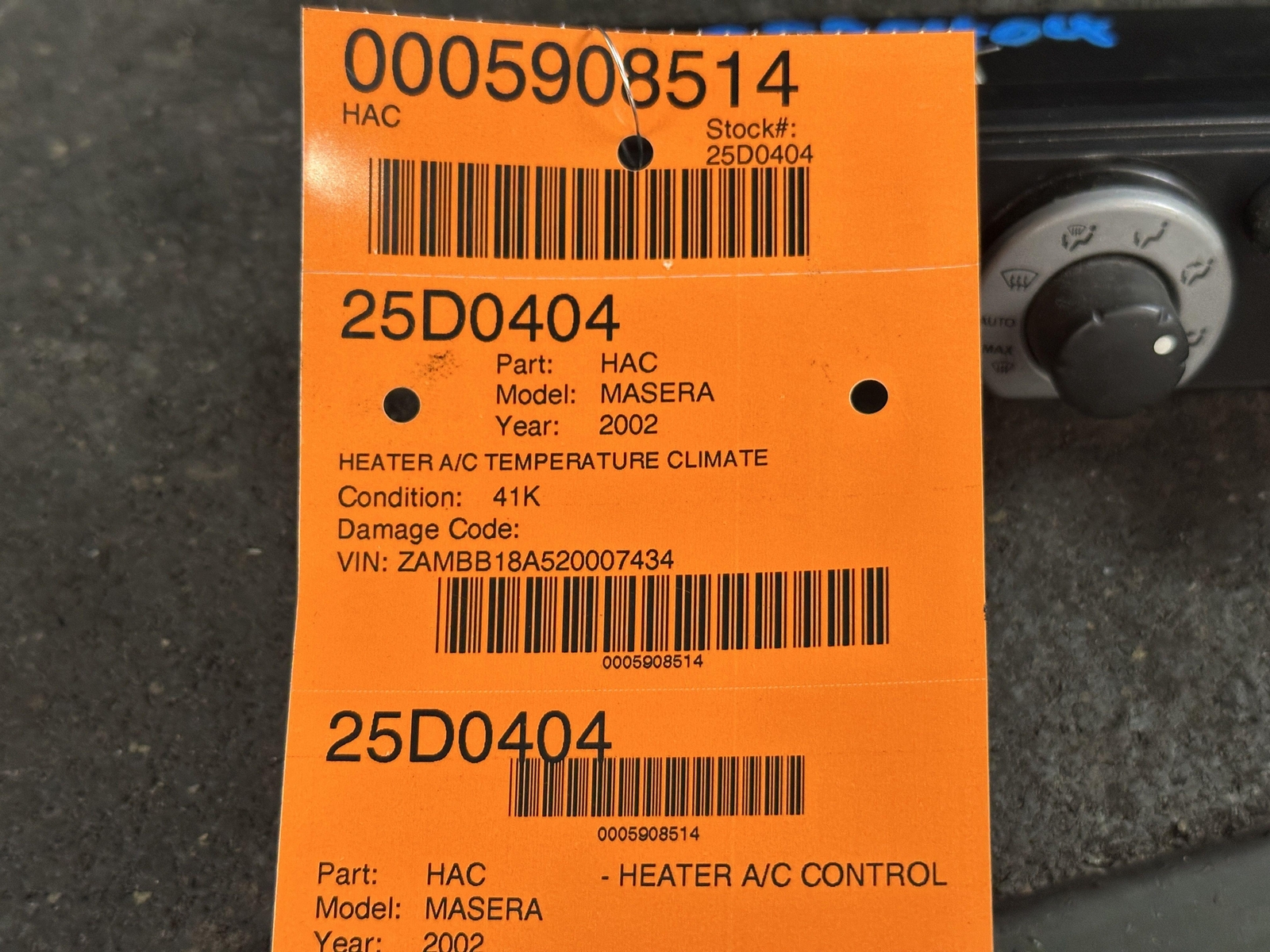 02-06 MASERATI SPYDER HEATER A/C TEMPERATURE CLIMATE CONTROL PANEL 554550100700