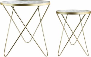 Set Of 2 Modern Round Gold Metal Side Coffee Table Bedside Nightstand Ebay